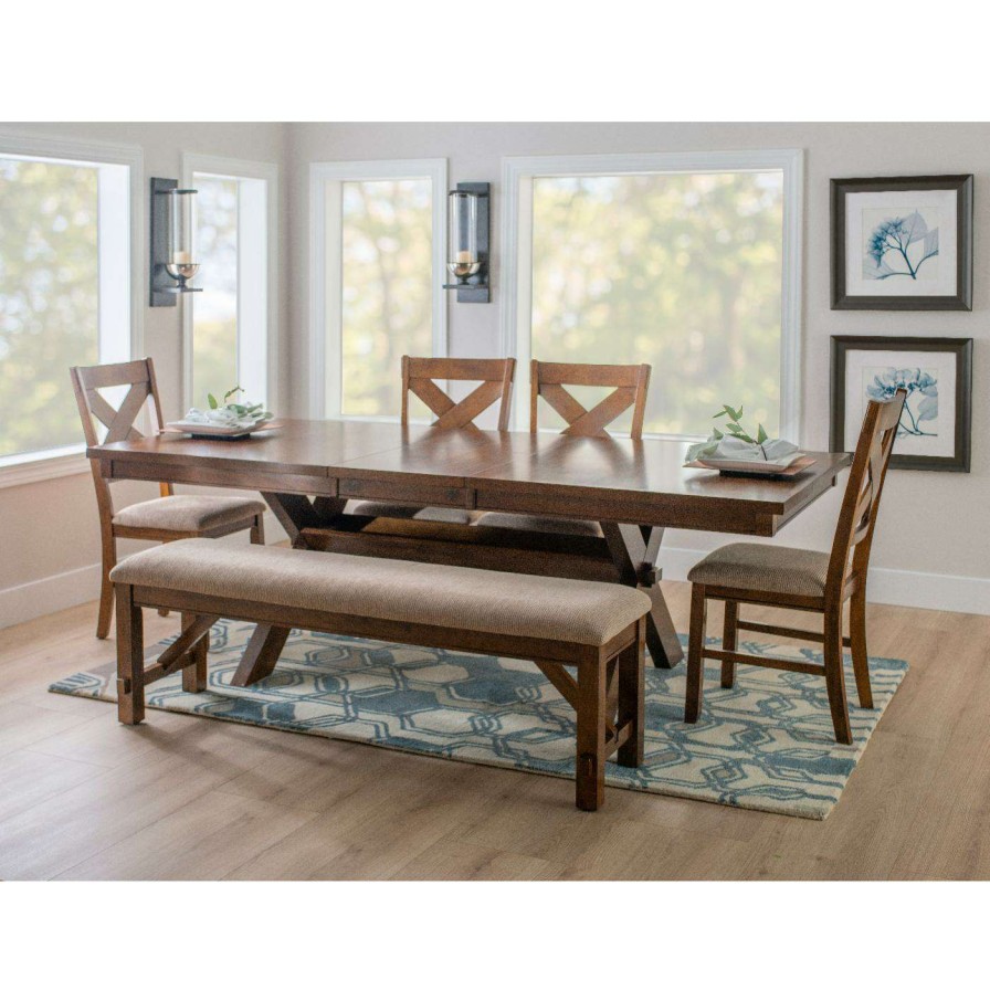 Dining Table Sets * | Cheapest Rectangle Powell Kraven 6-Piece Dining Set Dark Hazelnut