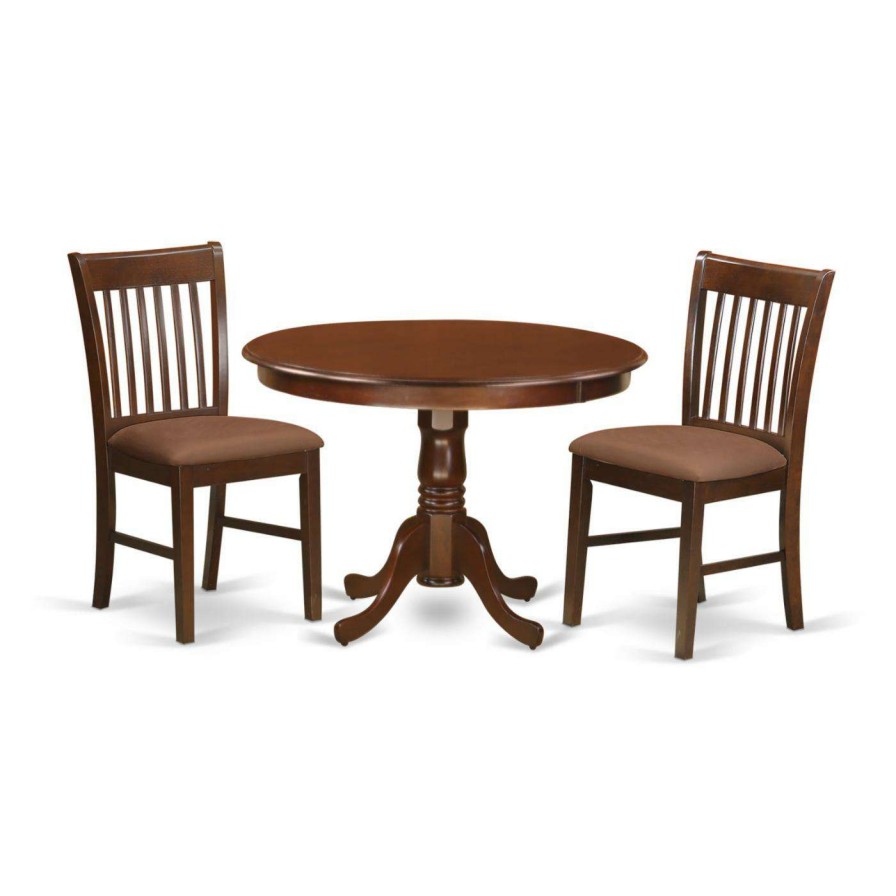 Dining Table Sets * | Hot Sale Round East West Furniture Hartland 3 Piece Slat Back Dining Table Set