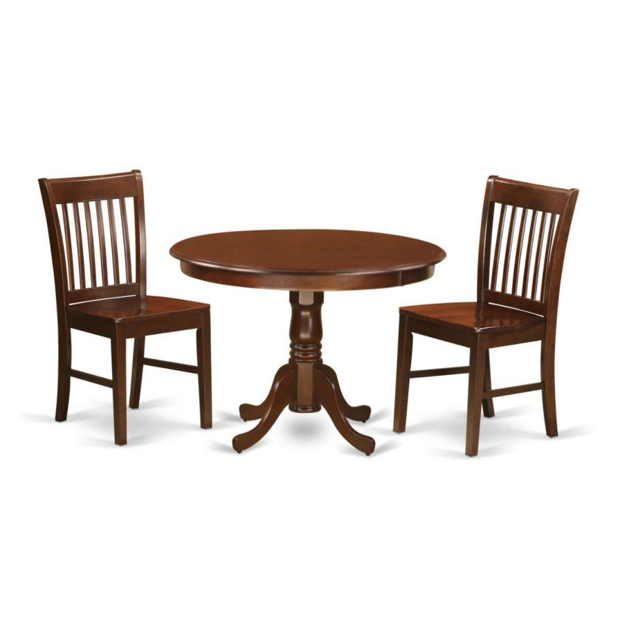 Dining Table Sets * | Hot Sale Round East West Furniture Hartland 3 Piece Slat Back Dining Table Set