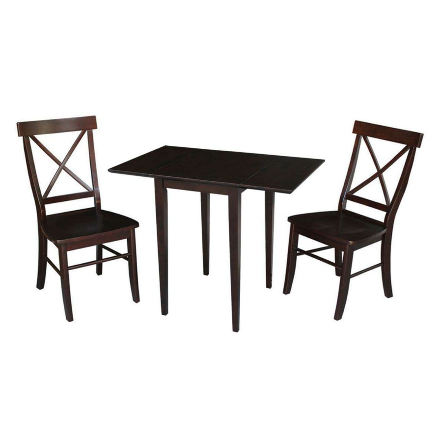 Dining Table Sets * | Brand New Rectangle International Concepts Dual Drop Leaf 3 Piece Dining Table Set With X-Back Chairs