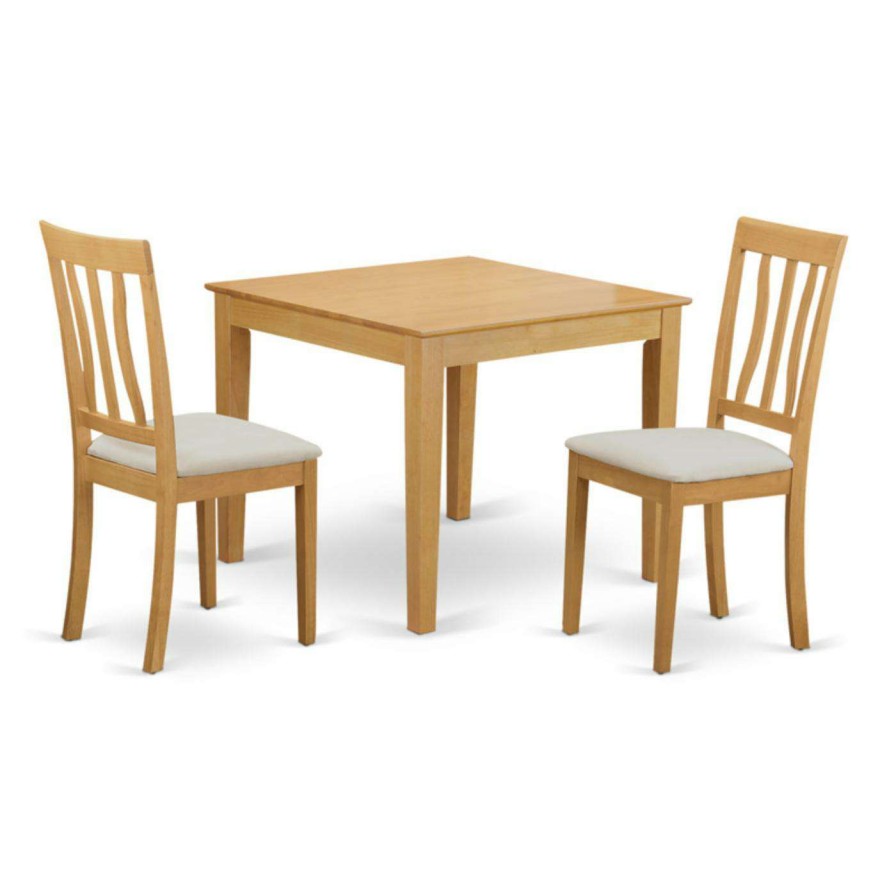 Dining Table Sets * | Best Sale Square East West Furniture 3 Piece Splat Back Breakfast Nook Dining Table Set