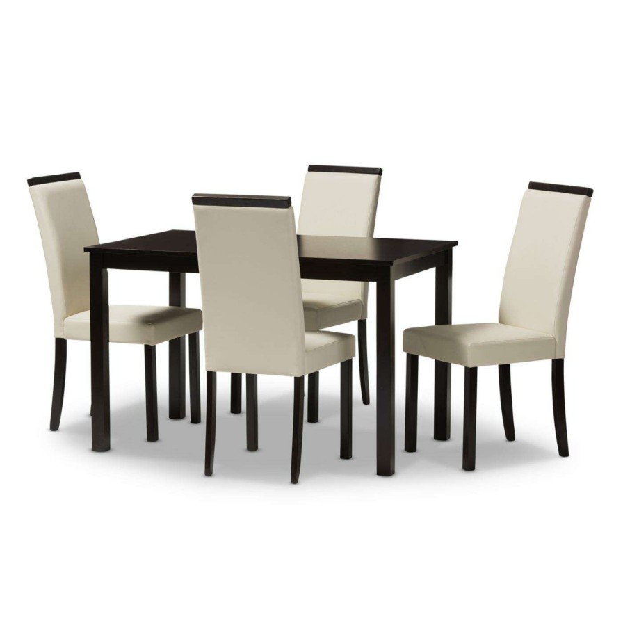 Dining Table Sets * | Best Deal Rectangle Baxton Studio Daveney 5 Piece Dining Table Set