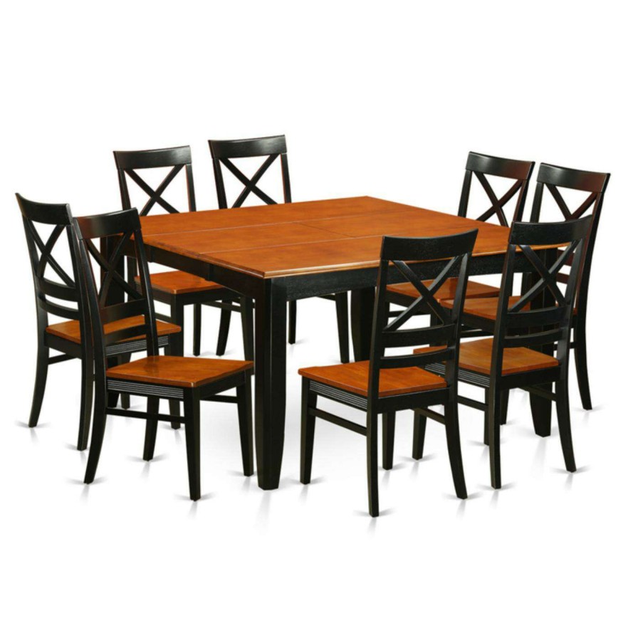 Dining Table Sets * | Brand New Square East West Furniture Parfait 9 Piece Cross-And-Ladder Dining Table Set