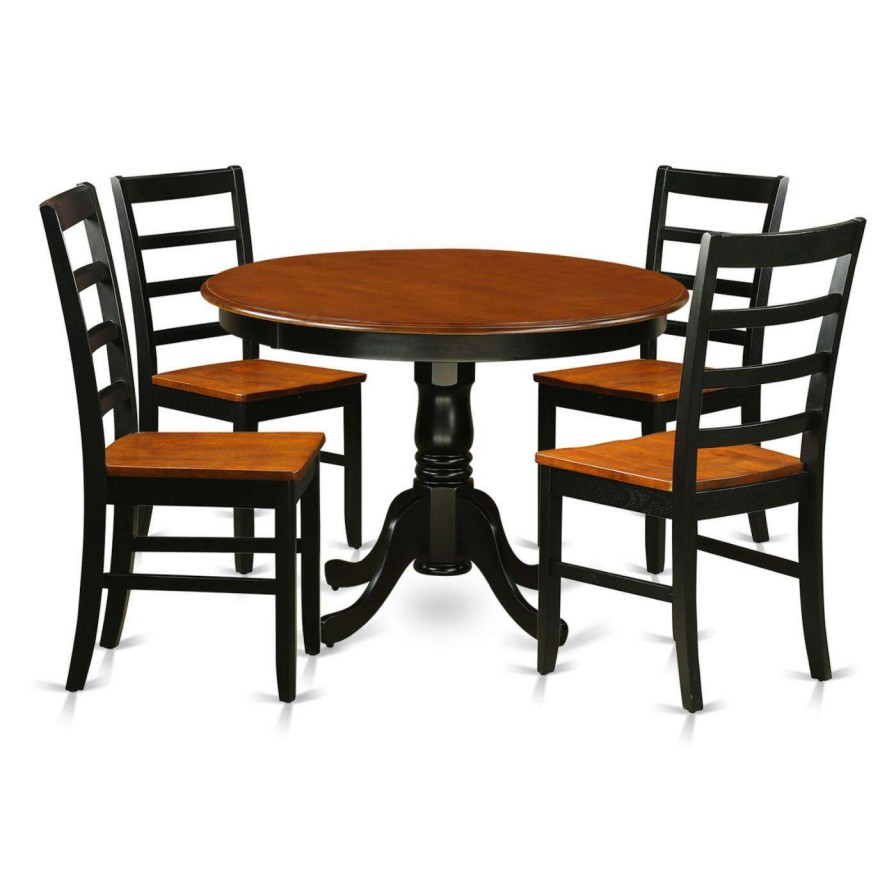 Dining Table Sets * | Brand New Round East West Furniture Hartland 5 Piece Shaker Dining Table Set