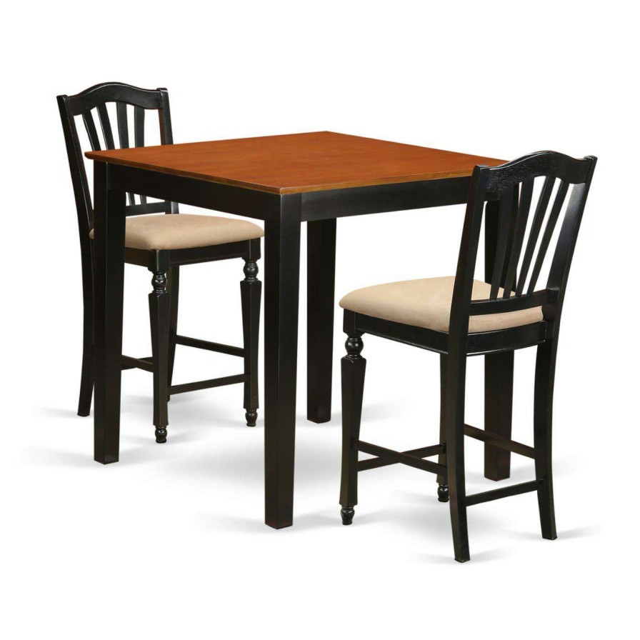 Dining Table Sets * | Best Deal Square East West Furniture Pub 3 Piece High Splat Dining Table Set