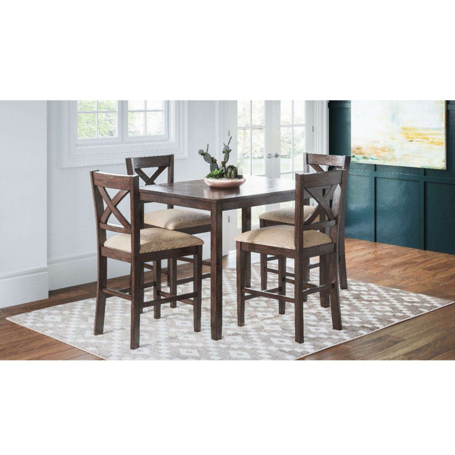 Dining Table Sets * | Top 10 Rectangle Jofran Walnut Creek 5 Piece Counter Height Dining Set