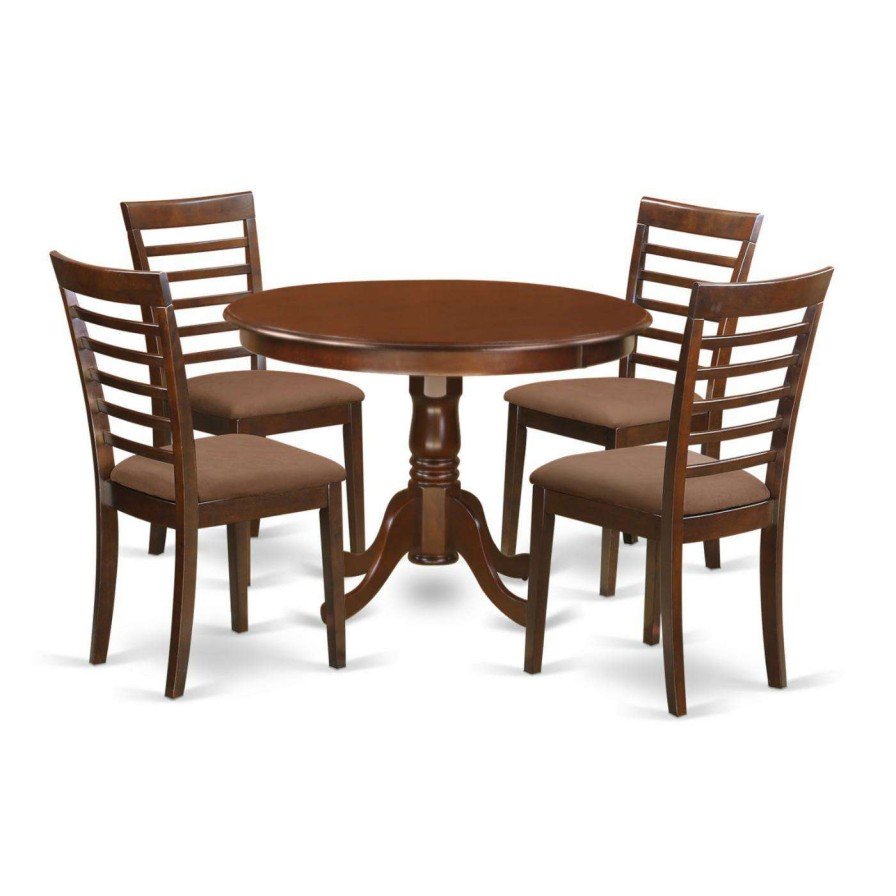 Dining Table Sets * | Buy Round East West Furniture Hartland 5 Piece Straight Ladderback Dining Table Set