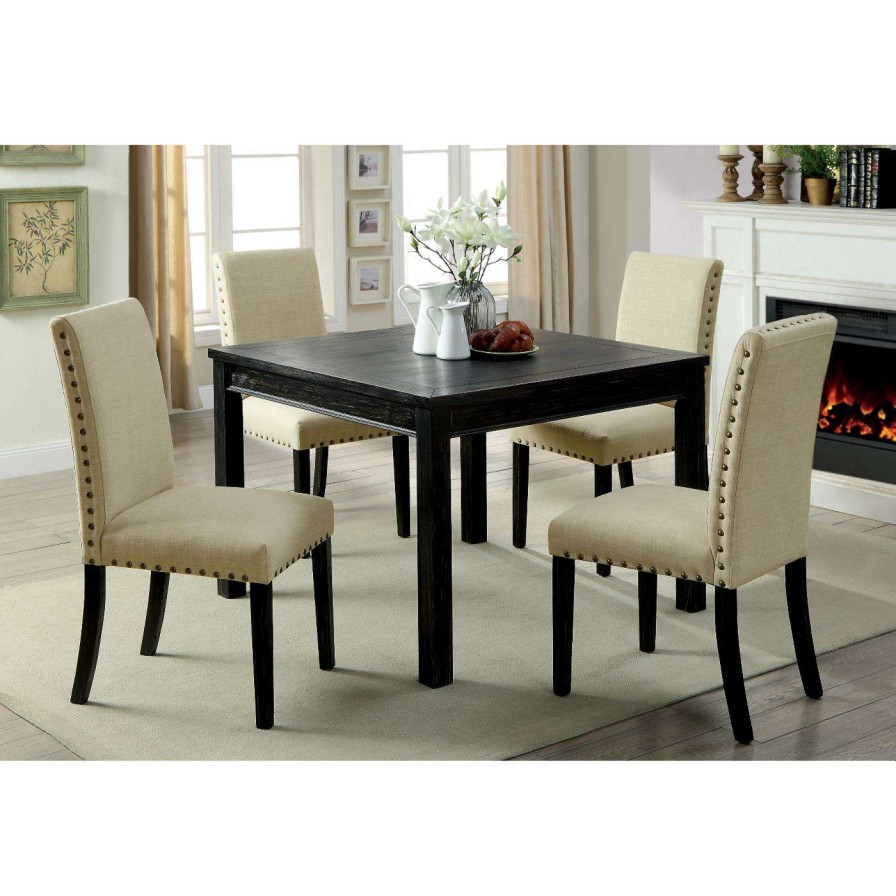 Dining Table Sets * | Best Deal Square Furniture Of America Verdugo 5 Piece Rustic Dining Table Set