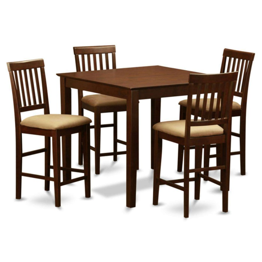 Dining Table Sets * | Cheapest Square East West Furniture Vernon 5 Piece Slat Back Dining Table Set