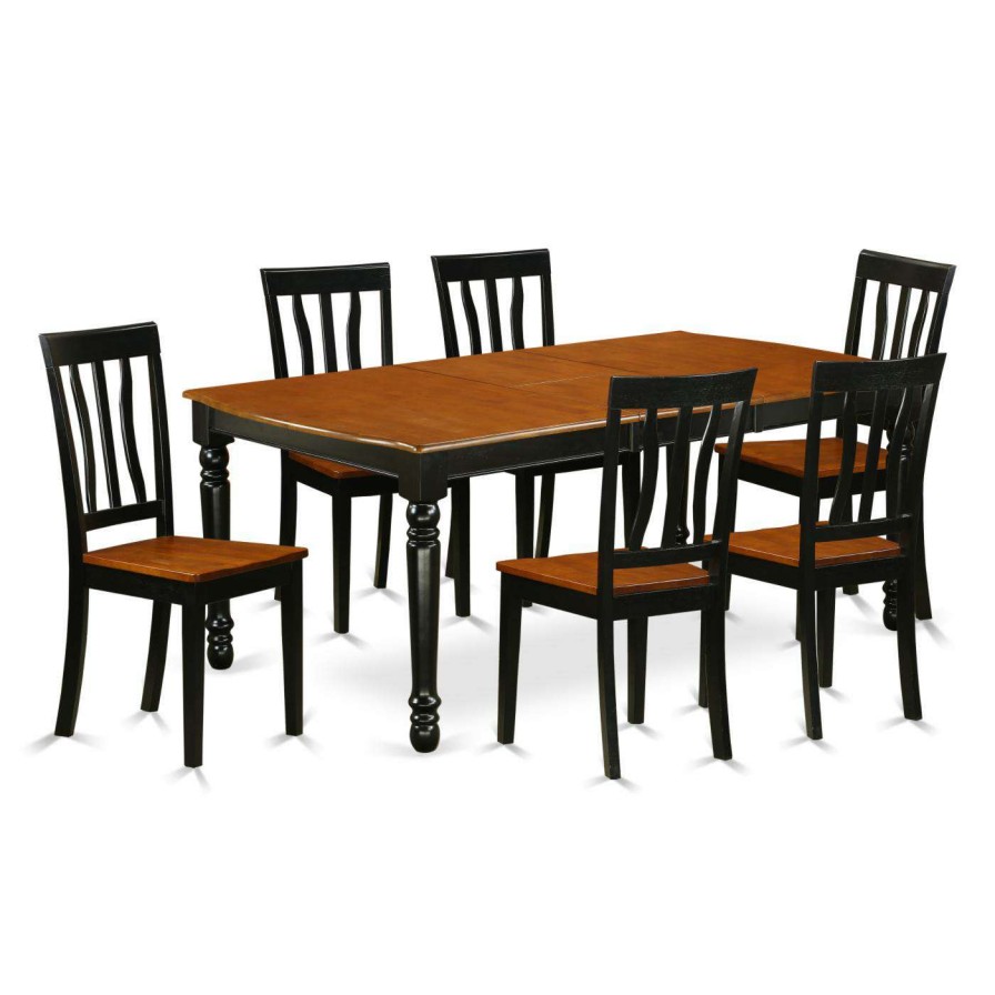 Dining Table Sets * | Flash Sale Rectangle East West Furniture Dover Doan7 Seven Piece Extension Dining Table Set