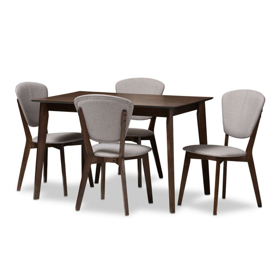 Dining Table Sets * | Cheap Rectangle Baxton Studio Tarelle 5 Piece Rectangular Dining Table Set