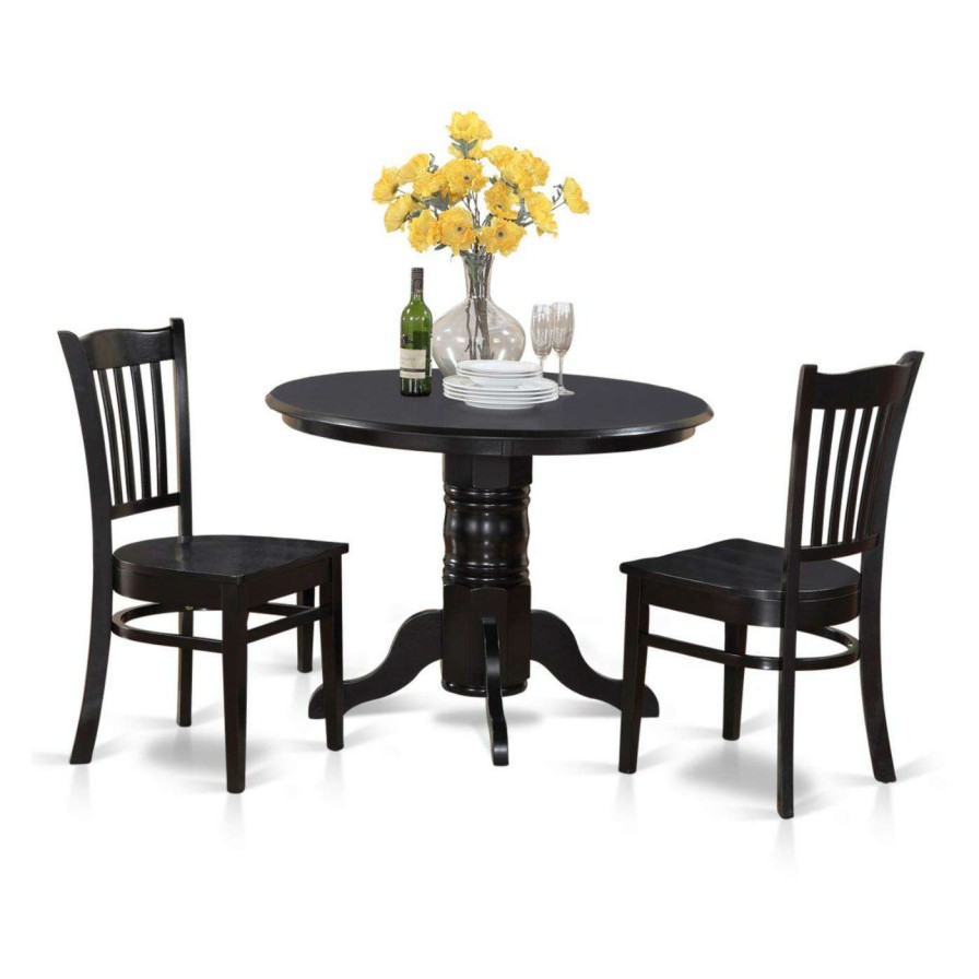 Dining Table Sets * | Deals Round East West Furniture Shelton 3 Piece Comb Back Dining Table Set