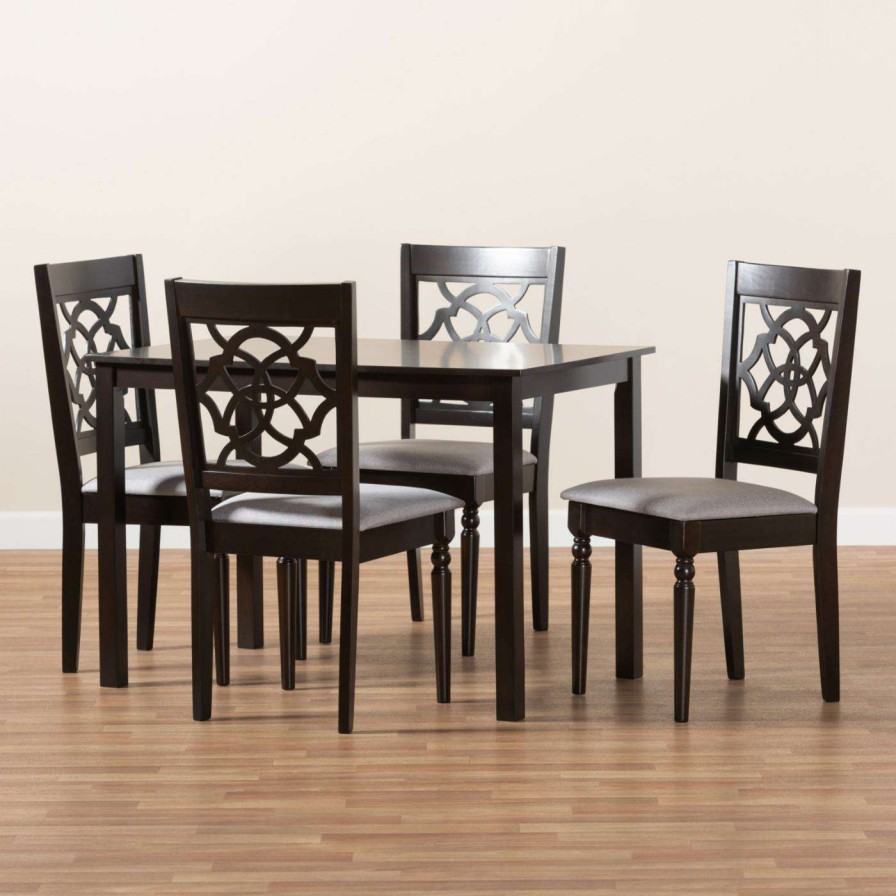 Dining Table Sets * | Promo Rectangle Baxton Studio Renaud 5 Piece Dining Table Set