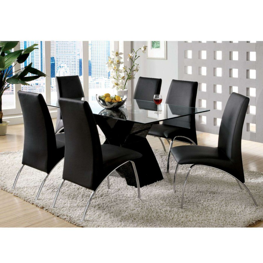 Dining Table Sets * | Discount Rectangle Furniture Of America Lochlon Contemporary Dining Set