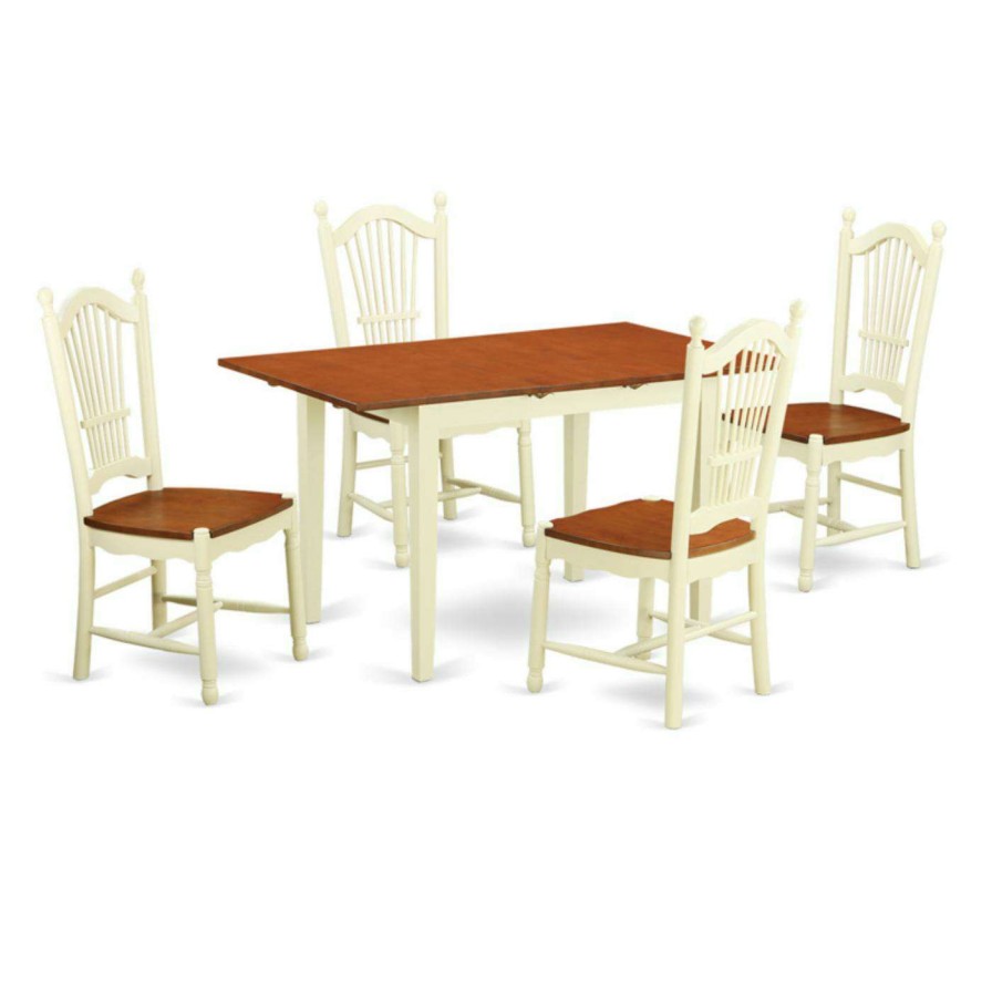 Dining Table Sets * | Promo Rectangle East West Furniture Norfolk 5 Piece Sheaf Dining Table Set