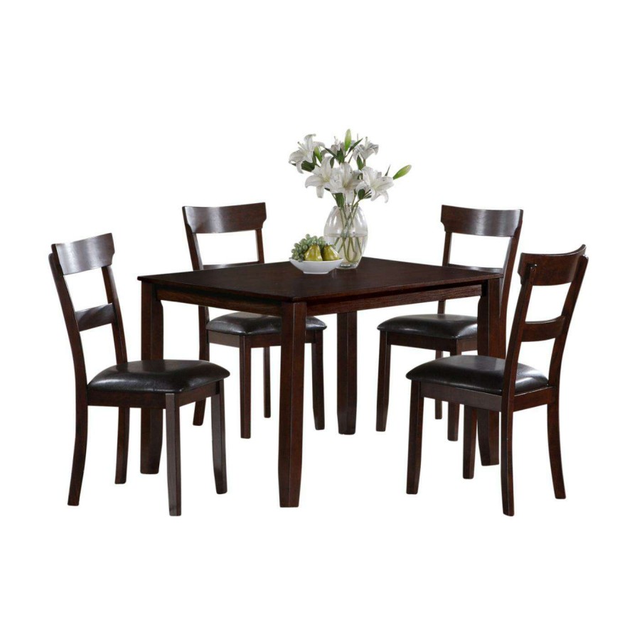 Dining Table Sets * | Best Sale Rectangle Crown Mark Henderson Vinyl Rectangular 5 Piece Dining Table Set