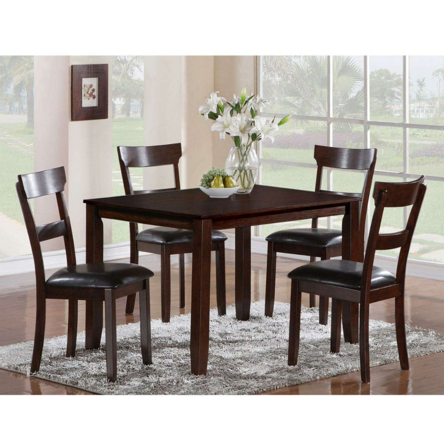 Dining Table Sets * | Best Sale Rectangle Crown Mark Henderson Vinyl Rectangular 5 Piece Dining Table Set