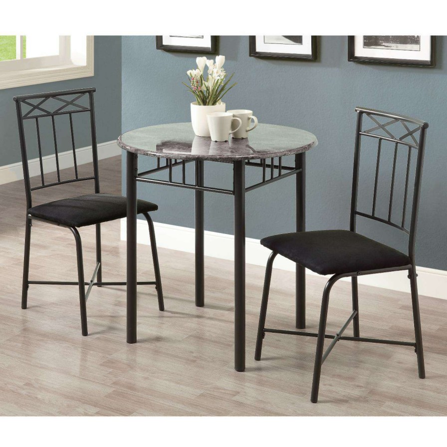 Dining Table Sets * | Cheapest Monarch Specialties Duncan 3 Piece Round Dining Table Set