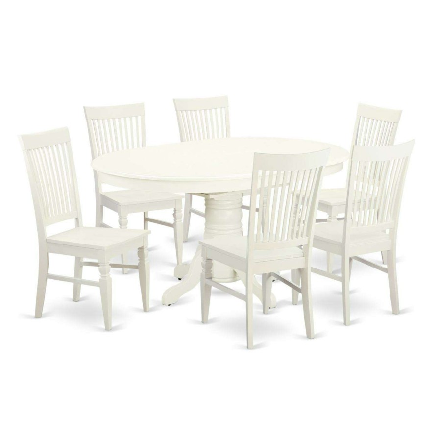 Dining Table Sets * | Best Pirce Oval East West Furniture Avon Avwe7 Seven Piece Extension Dining Table Set