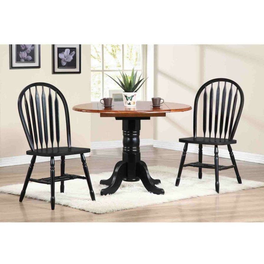 Dining Table Sets * | Outlet Sunset Trading 3-Piece 42 In. Round Drop Leaf Dining Set With Arrowback Chairs