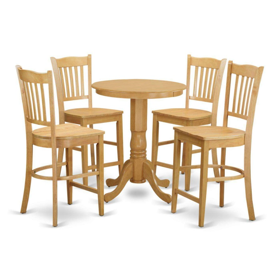 Dining Table Sets * | Discount Round East West Furniture Eden 5 Piece Comb Back Dining Table Set