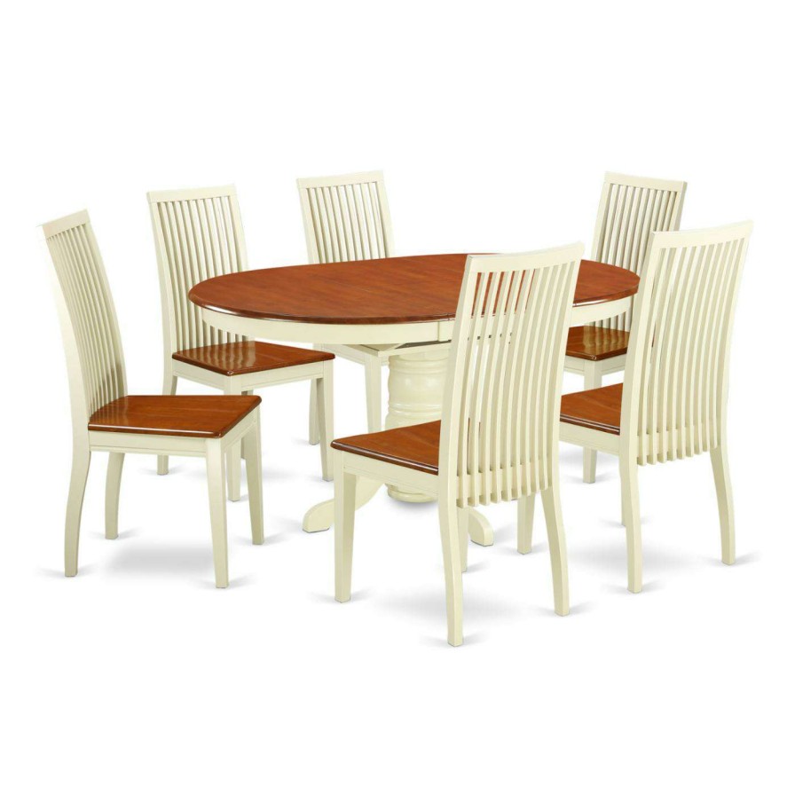 Dining Table Sets * | Discount Oval East West Furniture Kenley Keip7 Seven Piece Extension Dining Table Set