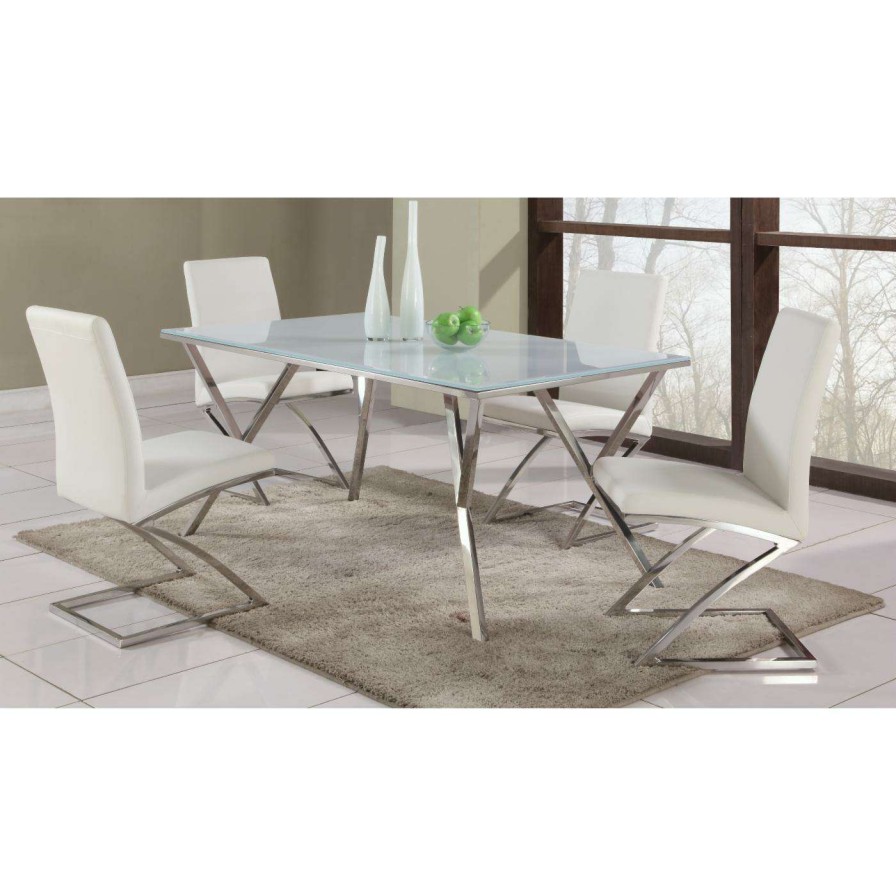 Dining Table Sets * | Cheap Rectangle Chintaly Jade 5 Piece Dining Table Set With Z Frame Dining Chairs