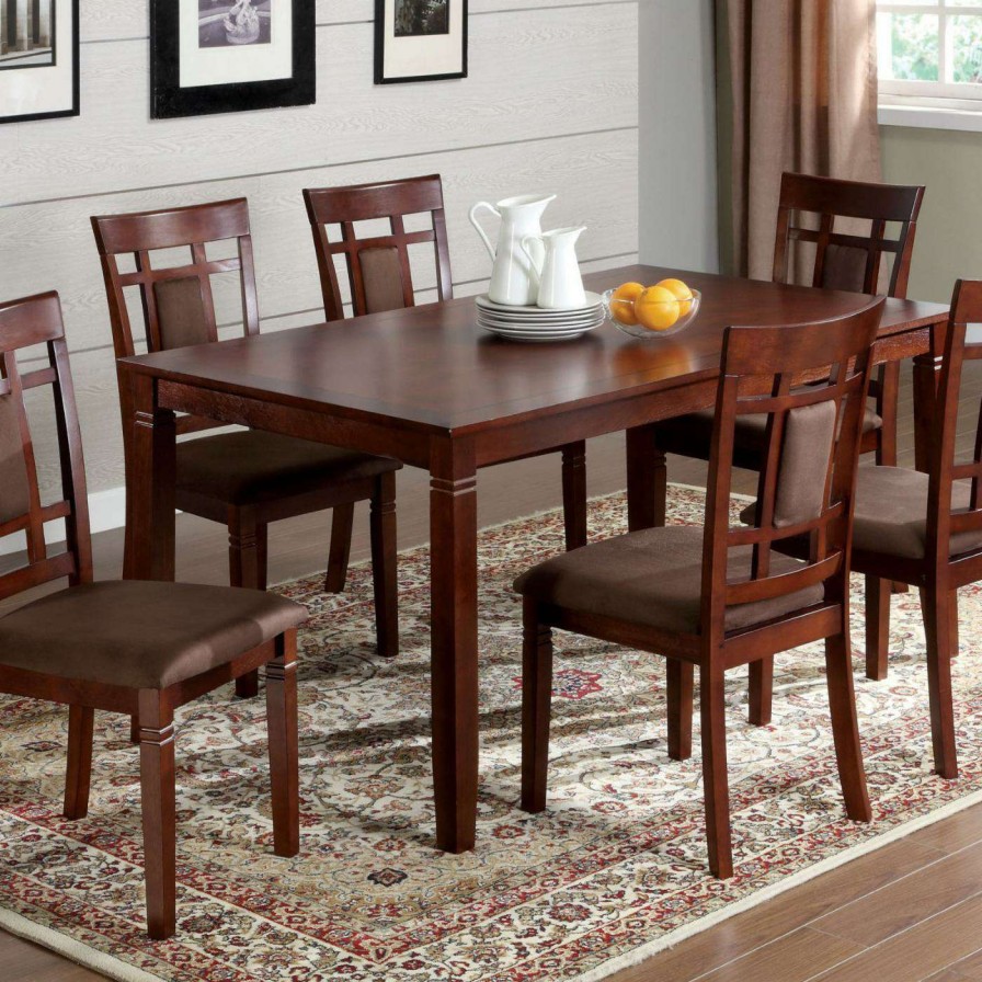 Dining Table Sets * | Hot Sale Rectangle Furniture Of America Charlotte 7 Piece Dark Cherry Dining Set