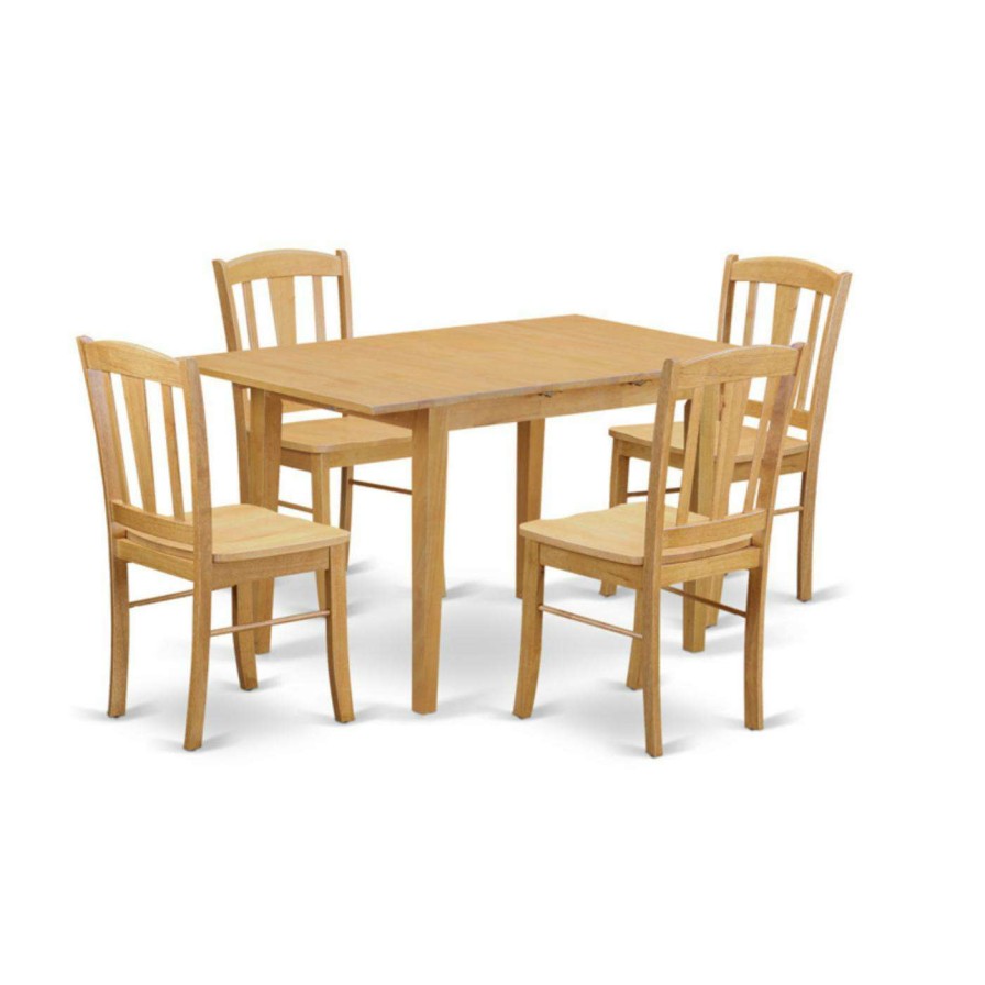 Dining Table Sets * | Best Reviews Of Rectangle East West Furniture Norfolk 5 Piece Harvester Dining Table Set