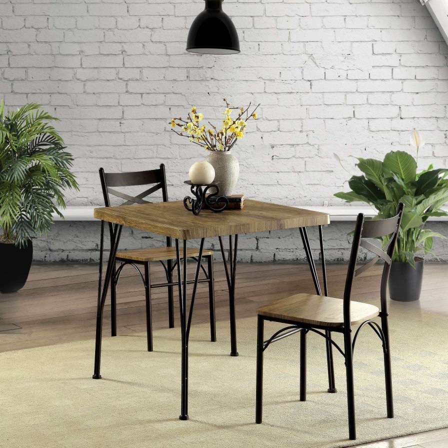 Dining Table Sets * | Top 10 Square Furniture Of America Amonica Industrial Style 3 Piece Casual Dining Set