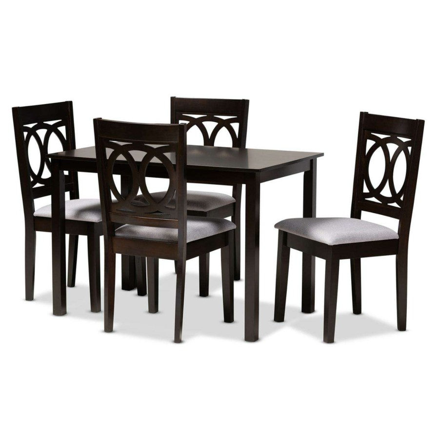 Dining Table Sets * | New Rectangle Baxton Studio Lenoir Upholstered 5 Piece Dining Table Set