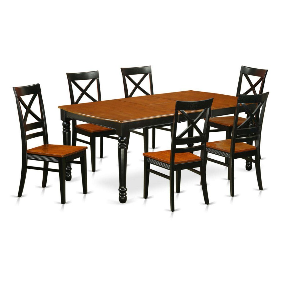 Dining Table Sets * | Hot Sale Rectangle East West Furniture Dover Doqu7 Seven Piece Extension Dining Table Set