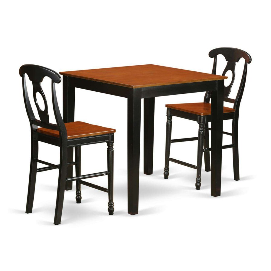 Dining Table Sets * | Deals Square East West Furniture Pub 3 Piece Keyhole Dining Table Set Black