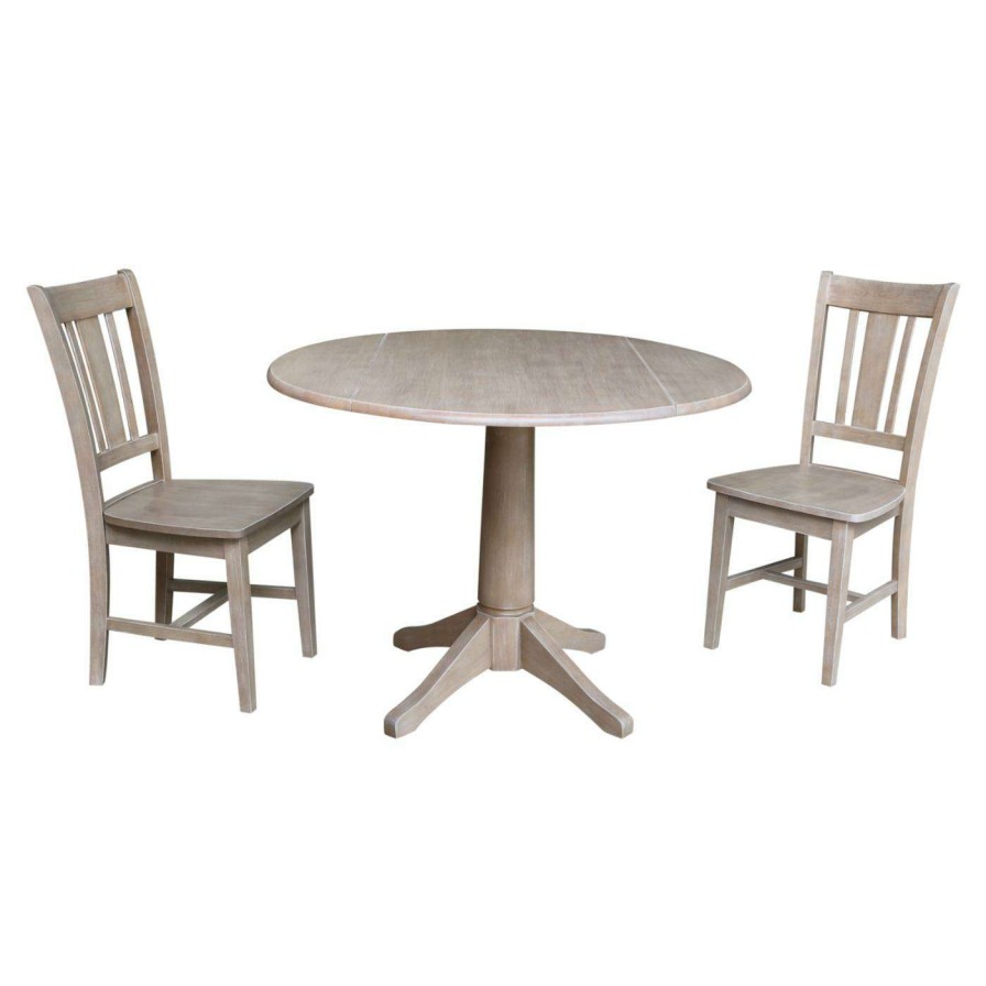 Dining Table Sets * | Best Sale International Concepts Jayden 3 Piece Round Pedestal Table With 2 Chairs