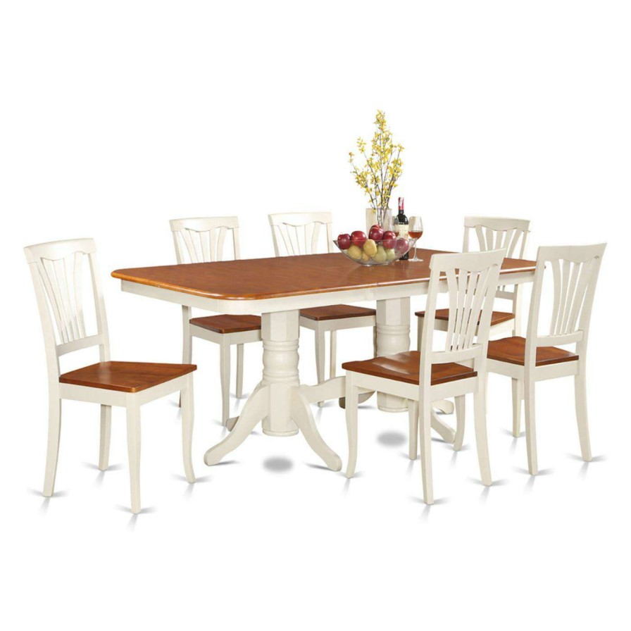 Dining Table Sets * | Buy Rectangle East West Furniture Napoleon 7 Piece Trestle Dining Table Set With Avon Chairs