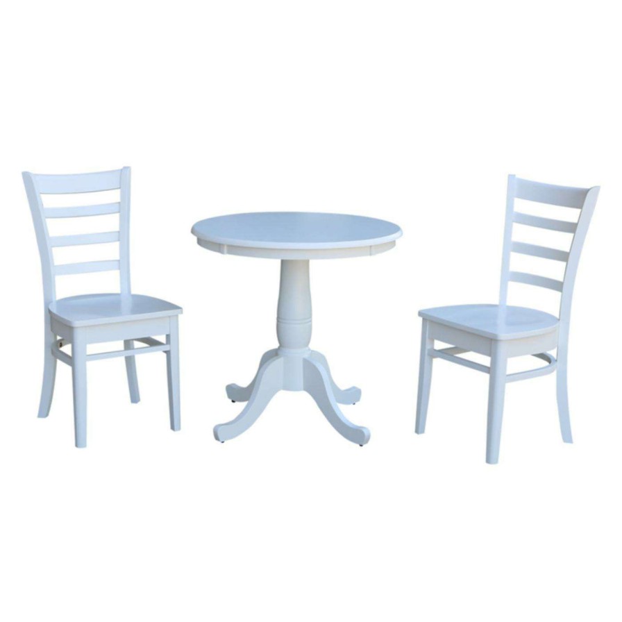 Dining Table Sets * | Budget Round International Concepts 3 Piece Dining Set With Emily Chairs