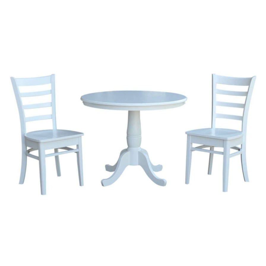 Dining Table Sets * | Budget Round International Concepts 3 Piece Dining Set With Emily Chairs