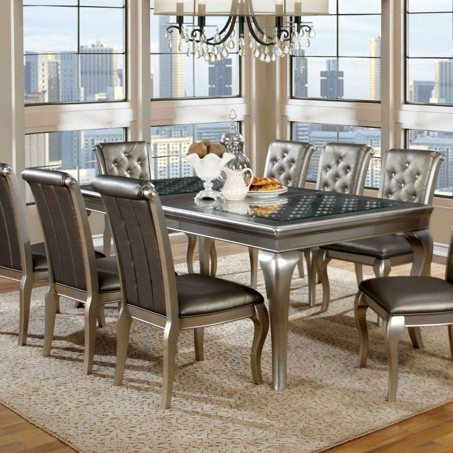 Dining Table Sets * | Outlet Rectangle Furniture Of America Sylera 9-Piece Dining Set