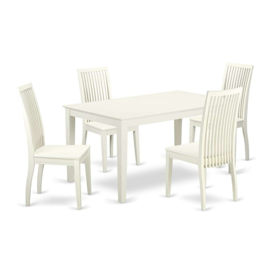 Dining Table Sets * | Best Sale Rectangle East West Furniture Capri Caip5 Five Piece Dining Table Set