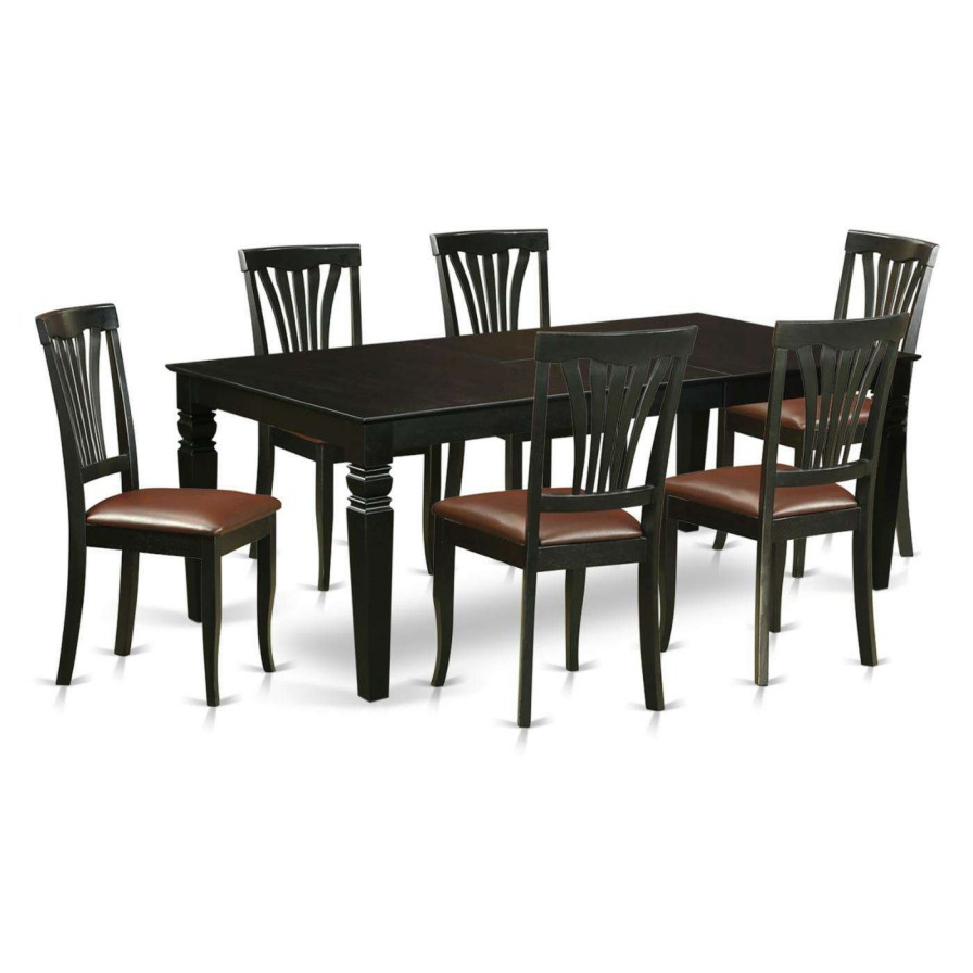 Dining Table Sets * | Cheap Rectangle East West Furniture Logan 7 Piece Lath Back Dining Table Set