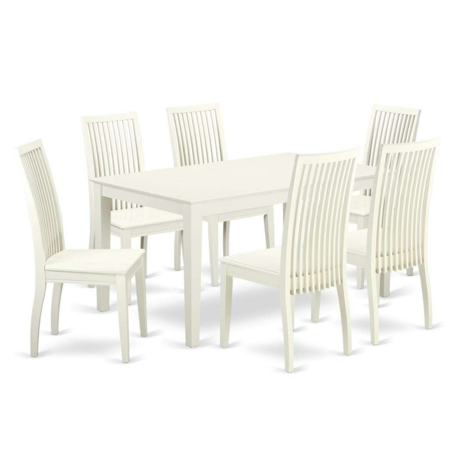 Dining Table Sets * | Cheapest Rectangle East West Furniture Capri Caip7 Seven Piece Dining Table Set