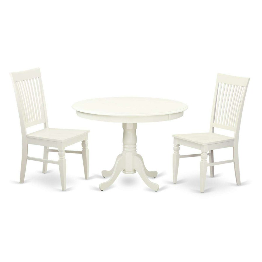 Dining Table Sets * | Brand New Round East West Furniture Hartland 3 Piece Thin Slat Dining Table Set