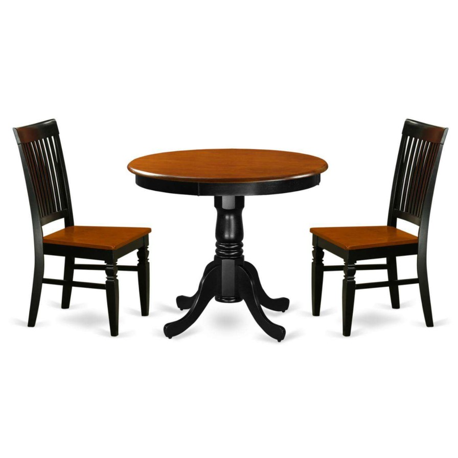 Dining Table Sets * | Promo East West Furniture Antique 3 Piece Round Dining Table Set With Wood Chairs