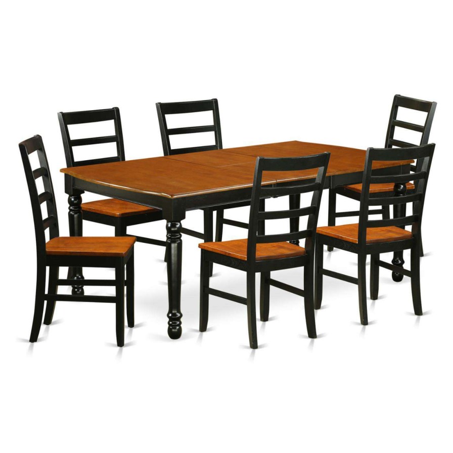 Dining Table Sets * | Coupon Rectangle East West Furniture Dover Dopf7 Seven Piece Extension Dining Table Set