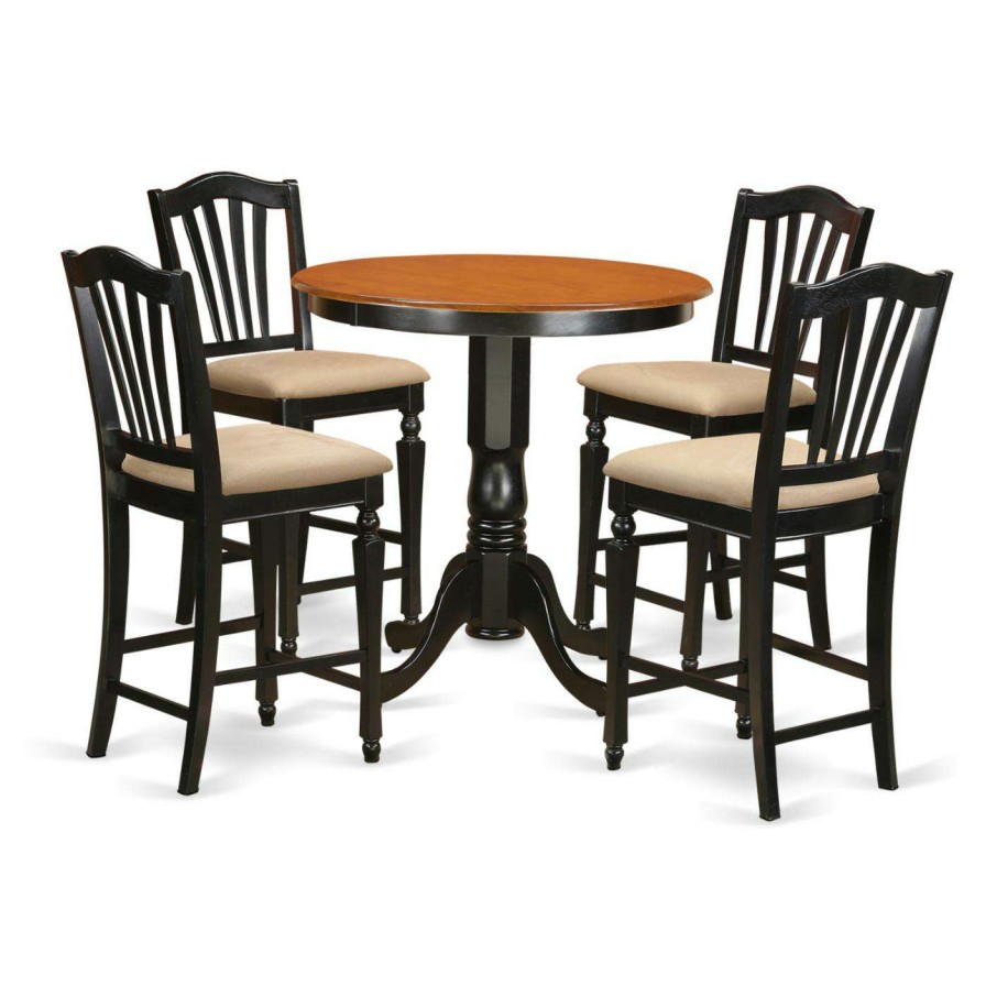 Dining Table Sets * | Best Deal Round East West Furniture Jackson 5 Piece High Splat Dining Table Set