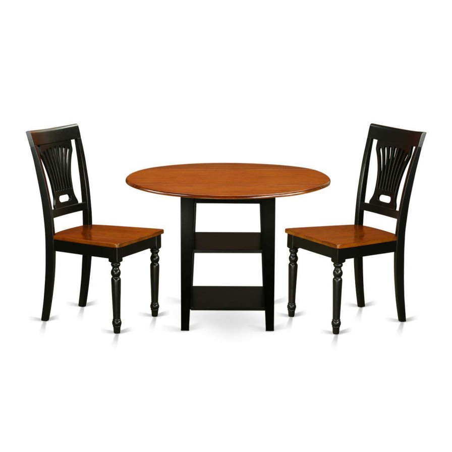 Dining Table Sets * | Best Sale Round East West Furniture Sudbury 3 Piece Dual Drop Leaf Dining Table Set