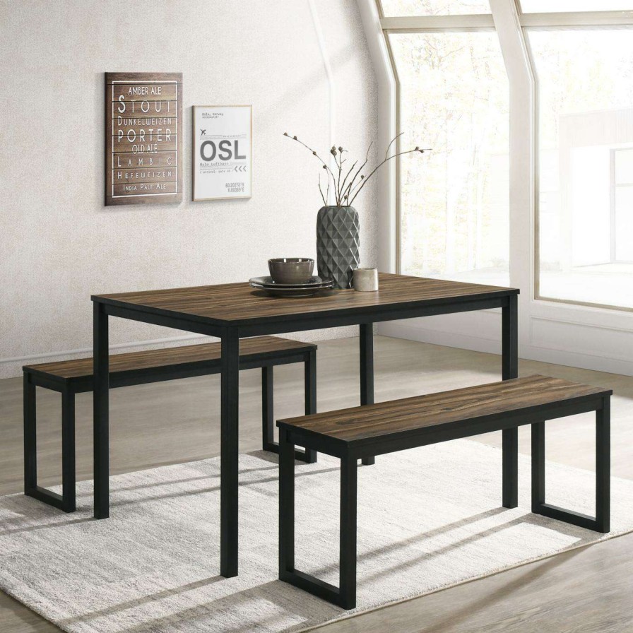 Dining Table Sets * | Wholesale Rectangle Furniture Of America Ryles 3 Piece Dining Table Set