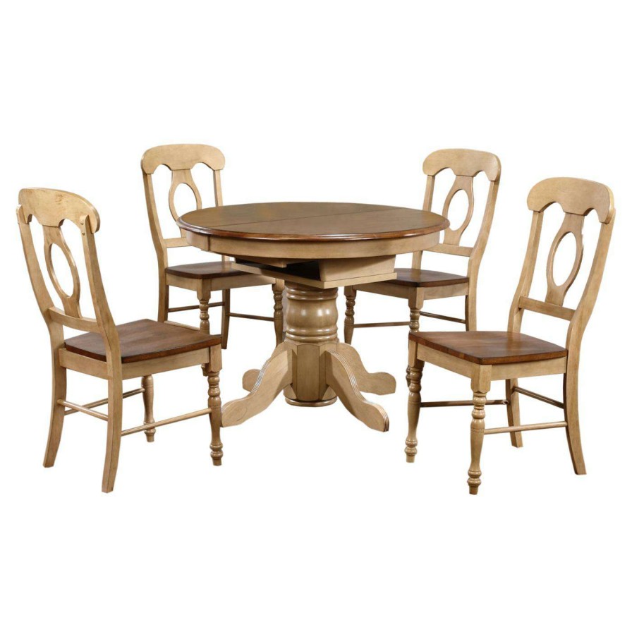 Dining Table Sets * | Hot Sale Oval Sunset Trading 5-Piece Brook Pedestal Dining Set With Napoleon Chairs