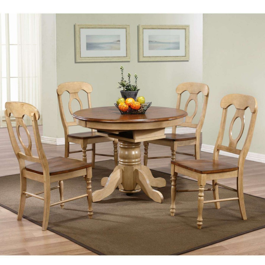 Dining Table Sets * | Hot Sale Oval Sunset Trading 5-Piece Brook Pedestal Dining Set With Napoleon Chairs