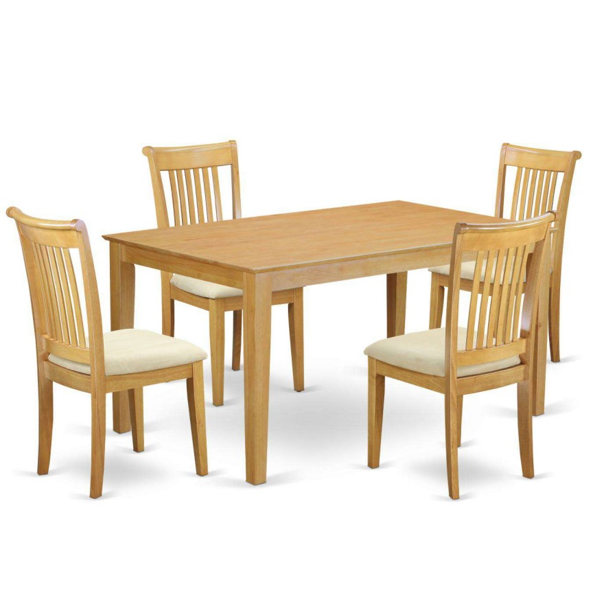 Dining Table Sets * | Cheap Rectangle East West Furniture Capri Capo5 Five Piece Dining Table Set Wood